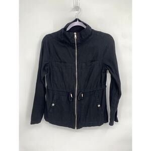 Old Navy Linen Blend Field Jacket Black Jack Women XS